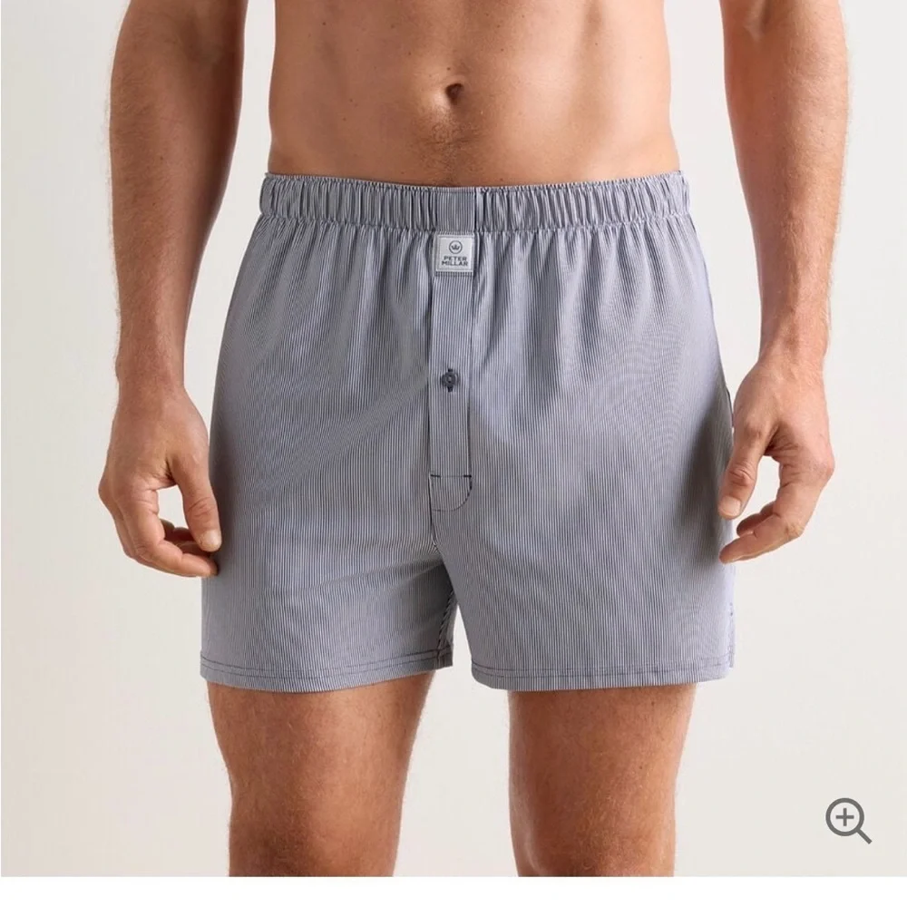 Peter Millar Jubilee Boxer Blue and White Striped Shorts